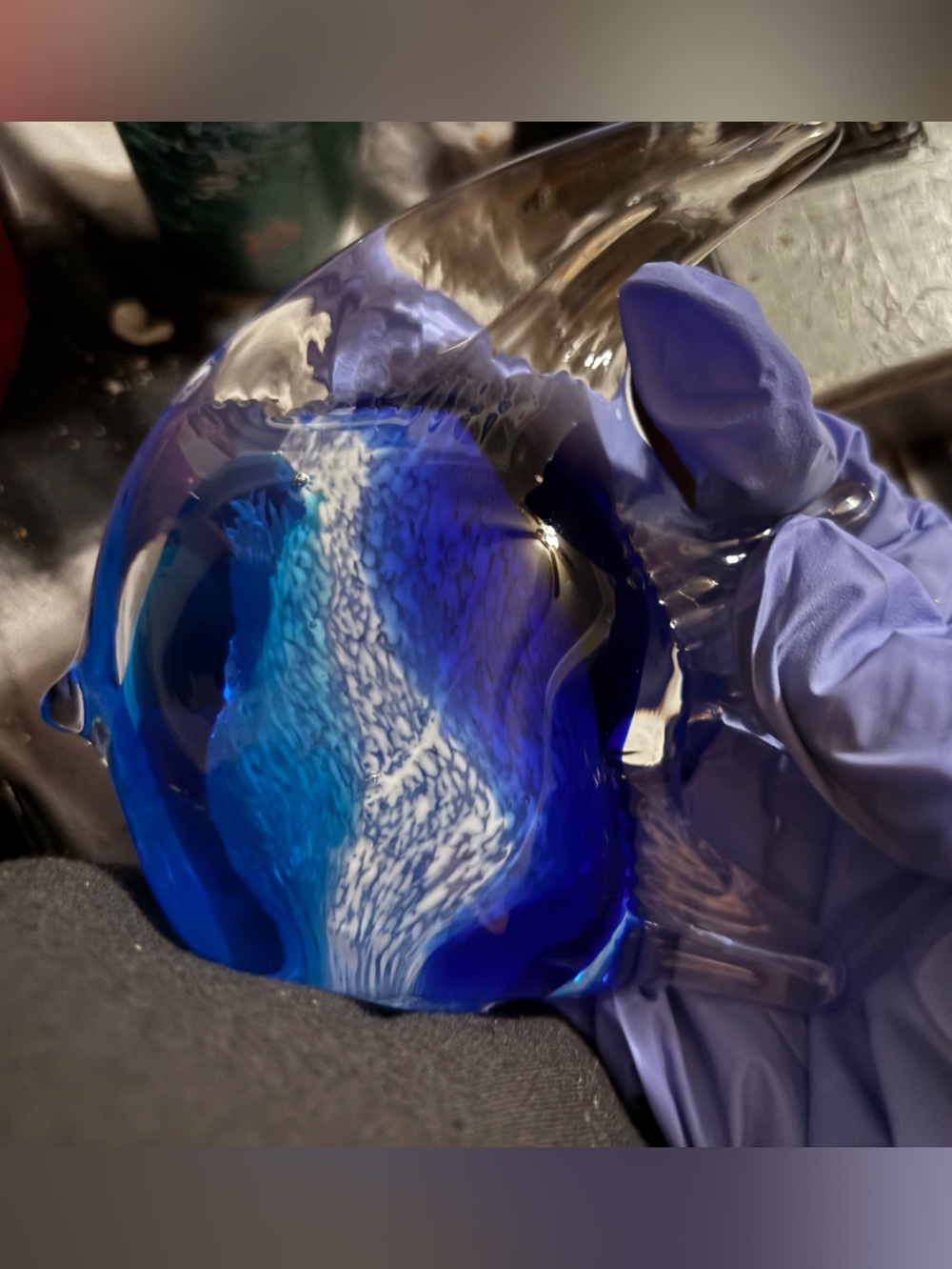 Blue Glass Aquarium Ornament - Decorative Fish Tank Accent